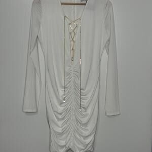White long sleeve bodycon dress